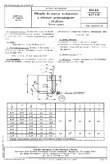 Wkładki do matryc śrubiarskich z otworem przewężającym i stożkiem - Główne wymiary BN-66/4274-11
