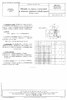 Wkładki do matryc śrubiarskich z otworem stożkowo-cylindrycznym - Główne wymiary BN-66/4274-15