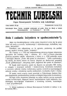 Technik lubelski : organ Stowarzyszenia Techników Lubelskich n. 4(1930)