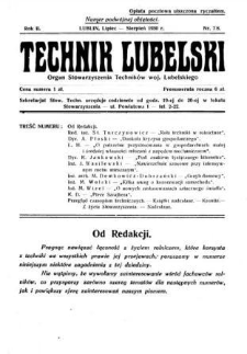 Technik lubelski : organ Stowarzyszenia Techników Lubelskich n. 7,8(1930)