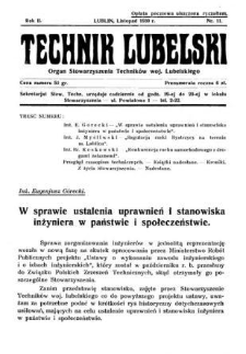 Technik lubelski : organ Stowarzyszenia Techników Lubelskich n. 11(1930)
