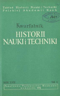 Kwartalnik Historii Nauki i Techniki R. 17 nr 2/1972