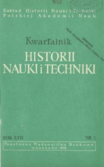 Kwartalnik Historii Nauki i Techniki R. 17 nr 1/1972