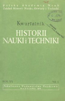 Kwartalnik Historii Nauki i Techniki R. 20 nr 1/1975