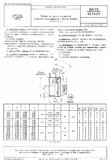 Wkładki do matryc śrubiarskich z otworem przewężającym i dwoma stożkami - Główne wymiary BN-70/4274-25