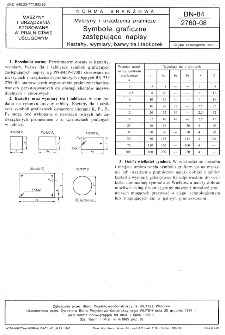 Maszyny i urządzenia pralnicze - Symbole graficzne zastępujące napisy - Kształty, wymiary, barwy tła i tabliczek BN-84/2760-08