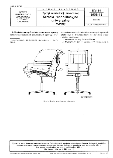 Sprzęt rehabilitacji zawodowej - Krzesła rehabilitacyjne uniwersalne - Wymiary BN-84/5998-13
