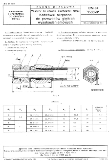 Maszyny do obróbki plastycznej metali - Końcówki skręcane do przewodów giętkich wysokociśnieniowych BN-84/1533-01
