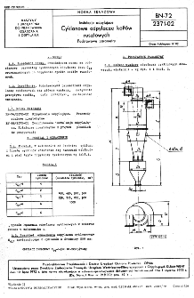 Instalacje odpylające - Cyklonowe odpylacze kotłów rusztowych - Podstawowe parametry BN-72/2371-02
