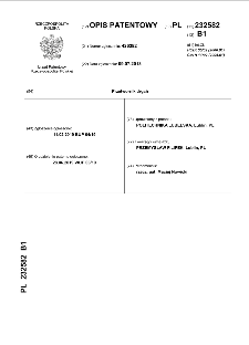Przetwornik drgań : opis patentowy nr 232582