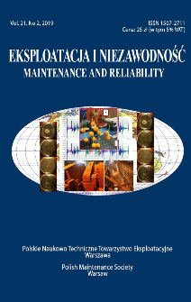 Eksploatacja i Niezawodność = Maintenance and Reliability Vol. 21 No.2, 2019