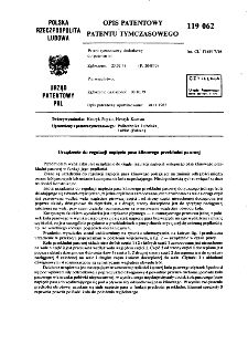 Urządzenie do regulacji napięcia pasa klinowego przekładni pasowej : opis patentowy patentu tymczsowego nr 119062