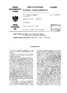 Ozonizator rurowy : opis patentowy patentu tymczasowego nr 114978