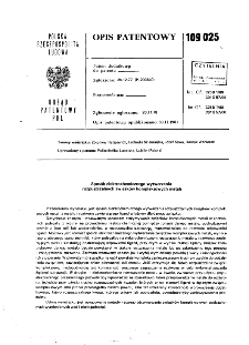Sposób elektrochemicznego wytwarzania rozpuszczalnych związków kompleksowych metali : opis patentowy nr 109025