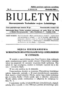 Biuletyn Stowarzyszenia Techników Wojew. Lubelskiego 1929 Nr 4