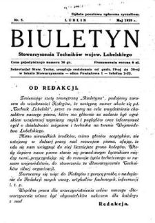 Biuletyn Stowarzyszenia Techników Wojew. Lubelskiego 1929 Nr 5