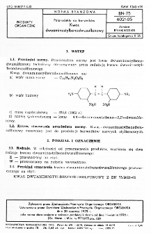 Półprodukty do barwników - Kwas dwuaminostylbenodwusulfonowy BN-75/6021-05