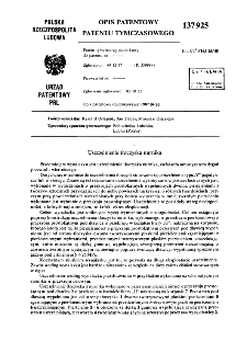 Uszczelnienie tłoczyska nurnika : opis patentowy tymczasowy nr 137925
