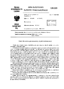 Układ elektryczno-pneumatyczny dojarki mechanicznej : opis patentowy patentu tymczasowego nr 131233