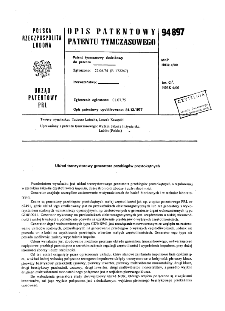 Układ tranzystorowy generatora przebiegów prostokątnych : opis patentowy patenty tymczasowego nr 94897