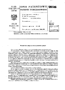 Wzbudnik do podgrzewania rozjazdów kolejowych : opis patentowy patentu tymczasowego nr 120546