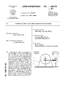 Urządzenie do badania korozji zmęczeniowej materiałów metalicznych : opis patentowy nr 196179