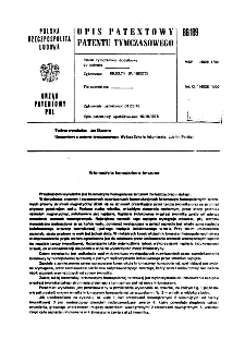 Kriomaszyna homopolarna tarczowa : opis patentowy patentu tymczasowego nr 86189