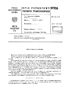 Bezodrzutowa broń myśliwska : opis patentowy patentu tymczasowego nr 97255