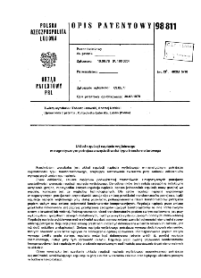 Układ regulacji napięcia wyjściowego w magnetycznym potrajaczu częstotliwości typu transformatorowego : opis patentowy nr 98811