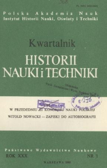 Kwartalnik Historii Nauki i Techniki R. 30 nr 1/1985