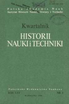 Kwartalnik Historii Nauki i Techniki R. 25 nr 3/1980