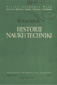 Kwartalnik Historii Nauki i Techniki R. 25 nr 1/1980