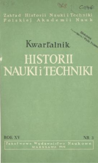 Kwartalnik Historii Nauki i Techniki R. 15 nr 3/1970