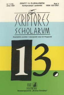 Scriptores Scholarum : kwartalnik uczniów i nauczycieli oraz ich Przyjaciół R. 5, nr 14 zima1997