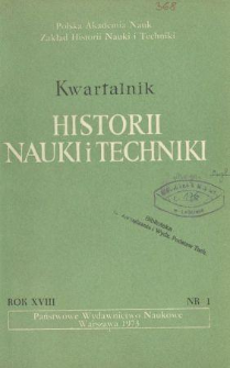 Kwartalnik Historii Nauki i Techniki R. 18 nr 1/1973