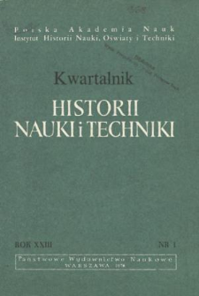 Kwartalnik Historii Nauki i Techniki R. 23 nr 1/1978