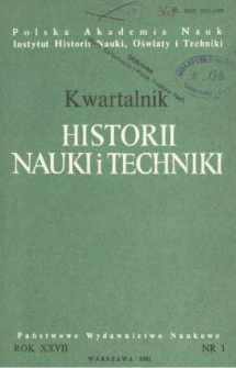 Kwartalnik Historii Nauki i Techniki R. 27 nr 1/1982
