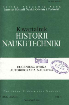 Kwartalnik Historii Nauki i Techniki R. 33 nr 4/1988