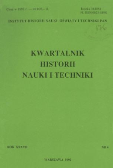 Kwartalnik Historii Nauki i Techniki R. 37 nr 4/1992
