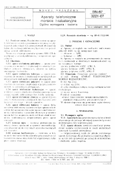 Aparaty telefoniczne morskie bezbateryjne - Ogólne wymagania i badania BN-87/3221-07
