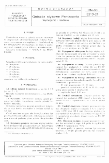 Gniazda stykowe Pentaconta - Wymagania i badania BN-88/3213-21