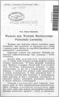 Wystawa prac Wydziału Mechanicznego Politechniki Lwowskiej