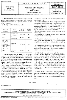 Analiza chemiczna wolframu - Wytyczne ogólne BN-80/0897-02.00