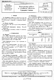 Termometry szklane w obudowie okrętowej - Wymagania i badania BN-71/3733-01