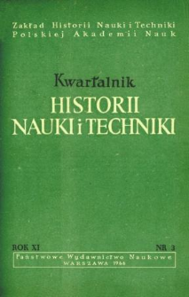 Kwartalnik Historii Nauki i Techniki R. 11 nr 3/1966