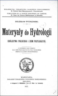 Materyały do hydrologii Królestwa Polskiego i ziem przyległych