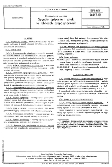 Dyspozytornie górnicze - Sygnały optyczne i znaki na tablicach dyspozytorskich BN-65/0417-01