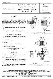 Sprzęt elektroinstalacyjny - Wtyki i nasadki typu B 16 A, 250 V BN-83/3069-02