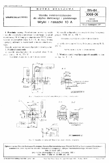 Wyroby elektroinstalacyjne do użytku domowego i podobnego - Wtyki i nasadki 10 A BN-84/3069-06