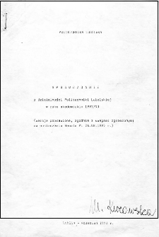 Sprawozdanie z działalności Politechniki Lubelskiej w roku akademickim 1992/93